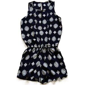 GIBSON Romper Shorts Navy Blue and White 1 Piece Womens Medium